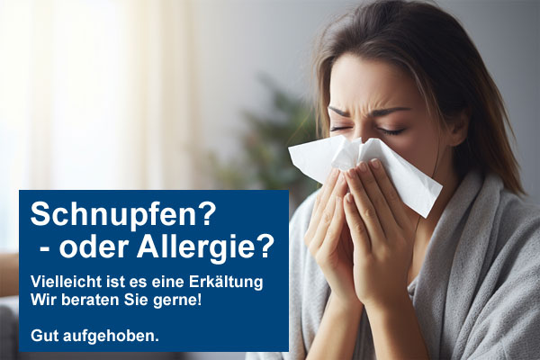 Frau schnupft in ein Tuch Frau schnupft in ein Tuch